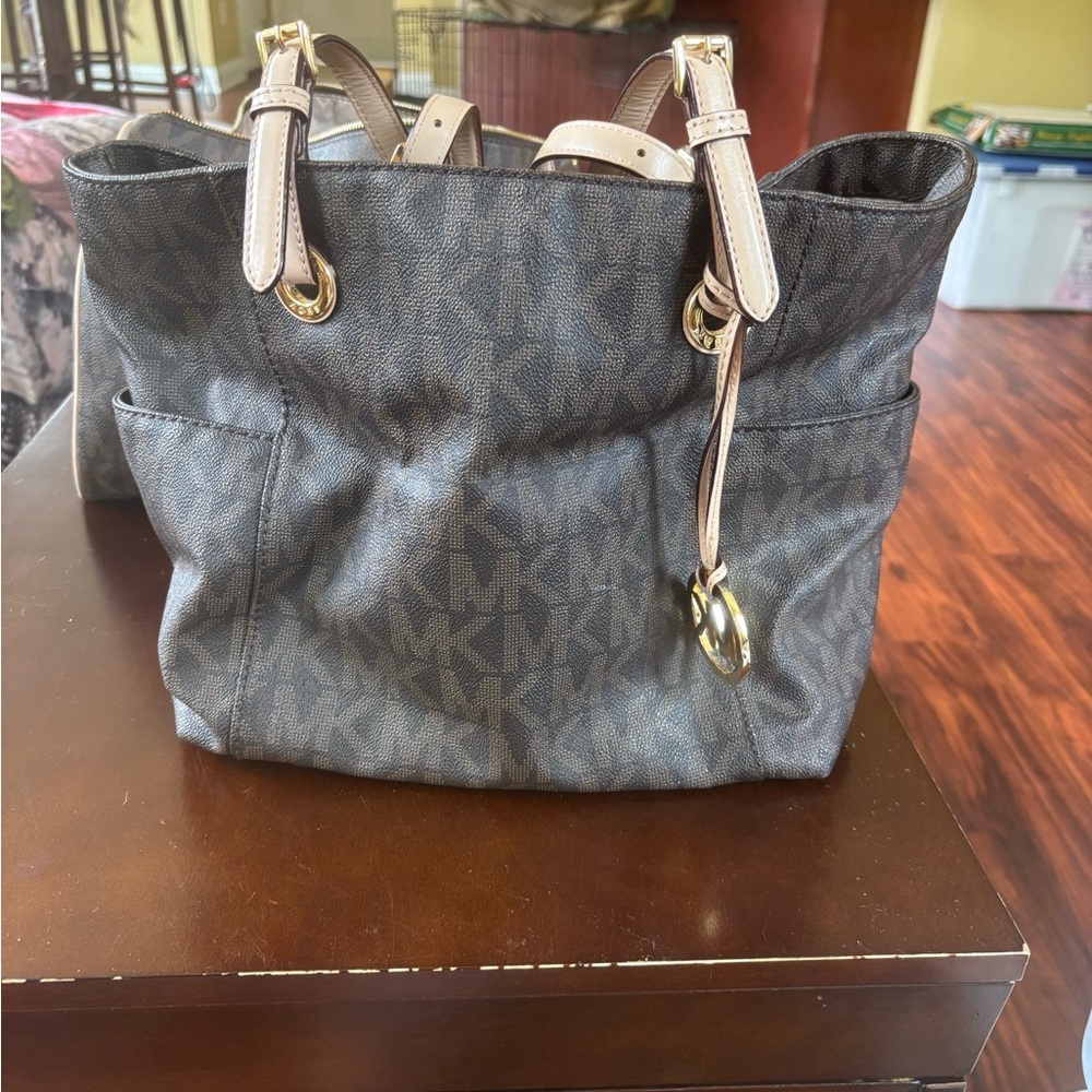 Michael Kors Brown Tote with Gold Accents